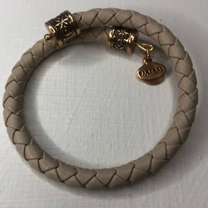 Alex and Ani braided tan leather wrap bracelet